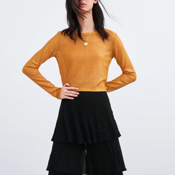 Zara Tops - Zara Long Sleeve Mustard Thermal Top